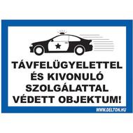 Matrica üvegre 4 A4 TÁVFELÜGYELETTEL ÉS KIVONULÓ SZOLGÁLATTAL VÉDETT OBJEKTUM