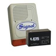 SIGNAL PS-128A + 7 Ah akkumulátor Kültéri hang-fényjelző szabotázsvédett fémházban PS128A