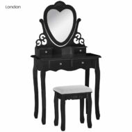 Tükrös fésülködő asztal székkel London fekete HOP1001147-2