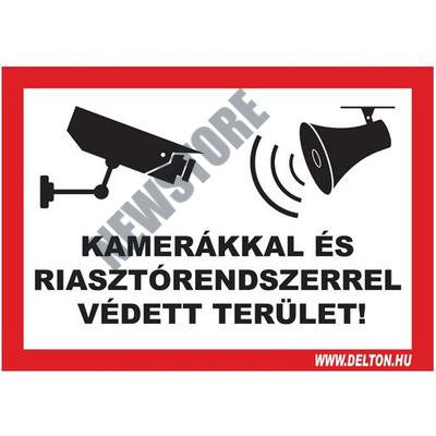 Matrica üvegre 5 A4 KAMERÁKKAL ÉS RIASZTÓRENDSZERREL VÉDETT TERÜLET
