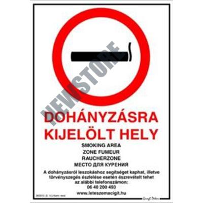 JKH Tábla műanyag A4 DOHÁNYZÁSRA KIJELÖLT HELY 3427181