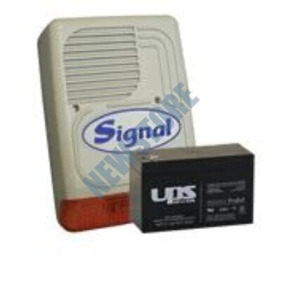 SIGNAL PS-128A + 7 Ah akkumulátor Kültéri hang-fényjelző szabotázsvédett fémházban PS128A