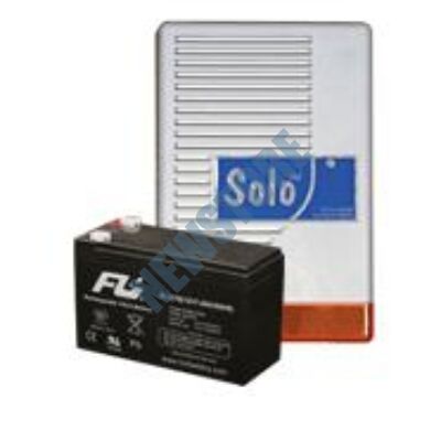 SOLO + 7 Ah akkumulátor Kültéri hang-fényjelző szabotázsvédett fémházban