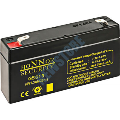HONNOR 6V 1,3Ah zselés ólom akkumulátor 117951