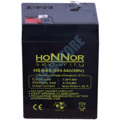 HONNOR 6V 4,5Ah zselés ólom akkumulátor 117955