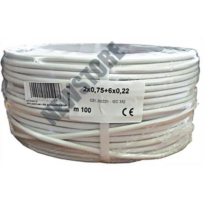 Erősített biztonságtechnikai kábel 2 x 0.75 + 6 x 0.22 réz 116708