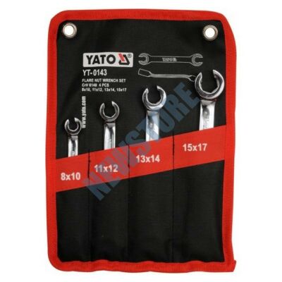 YATO Fékcsőkulcs készlet 4 részes 8-17 mm ipari CrV 6140 - YT-0143
